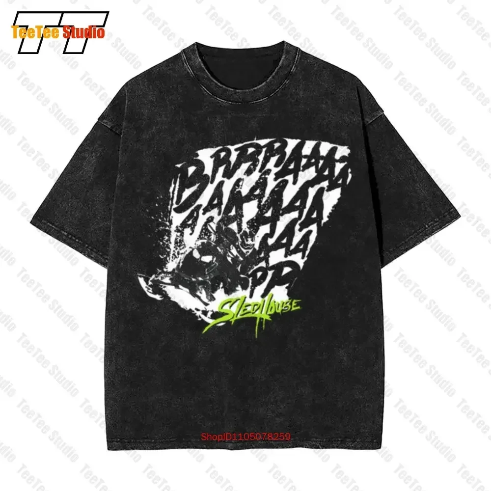 Braaap Charcoal, Snowmobile, Snocross, Winter Sports Vintage Oversized T-Shirt T8FP