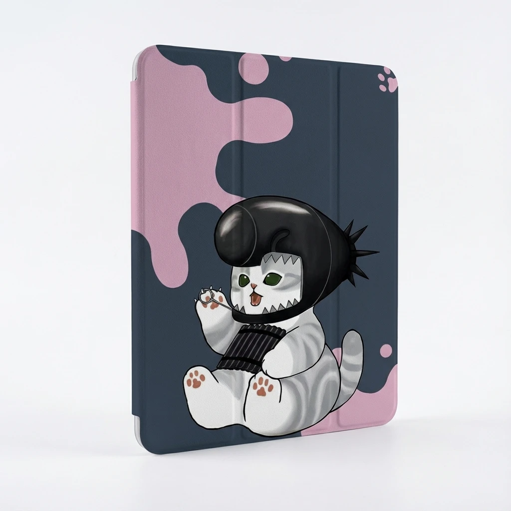 Kawaii Armored cat tri-fold TABLET CASE FOR iPad pro10/11-In2020/6th/7th /8th /Air 3rd/Air 4th/9thGen/Air5thGen 2022/Air 11