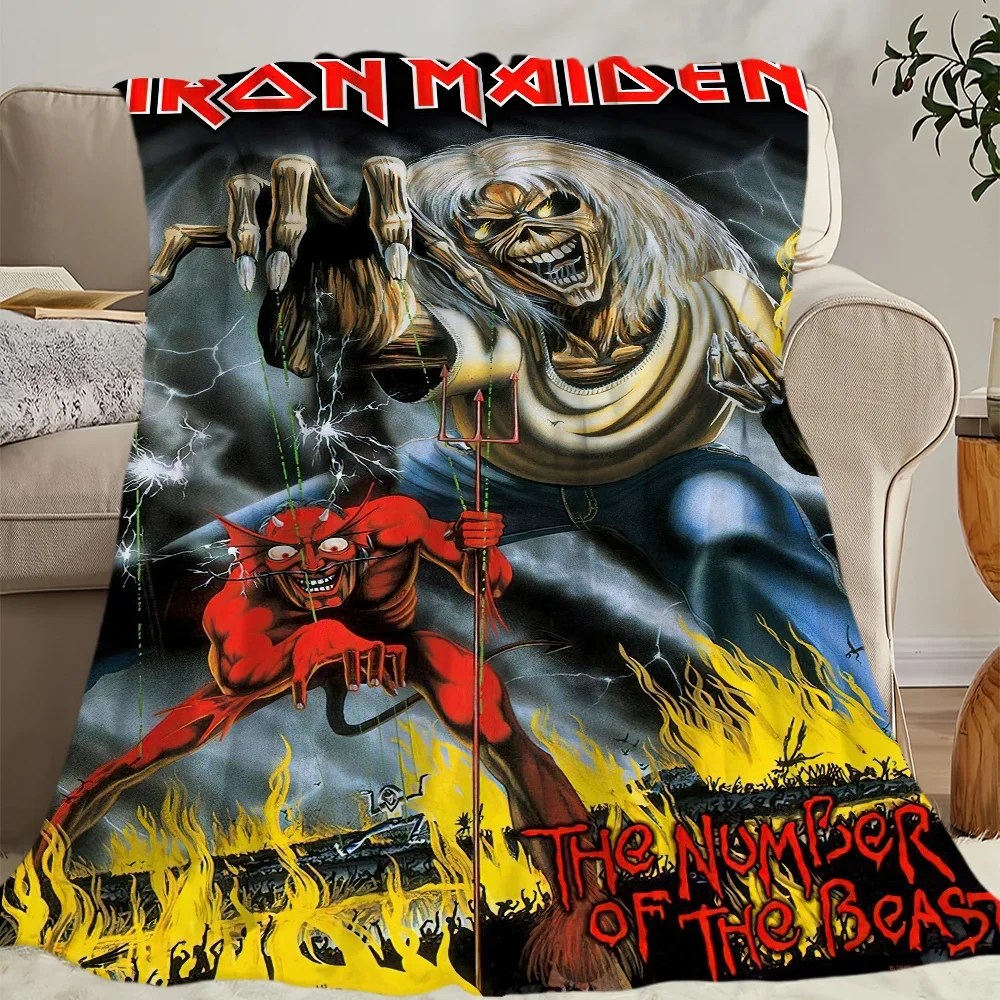 Band I-Iron M-Maidens Blanket Skin Friendly Comfort Warm Soft Plush Blanket Suitable Sofa Living Room Office Bedroom
