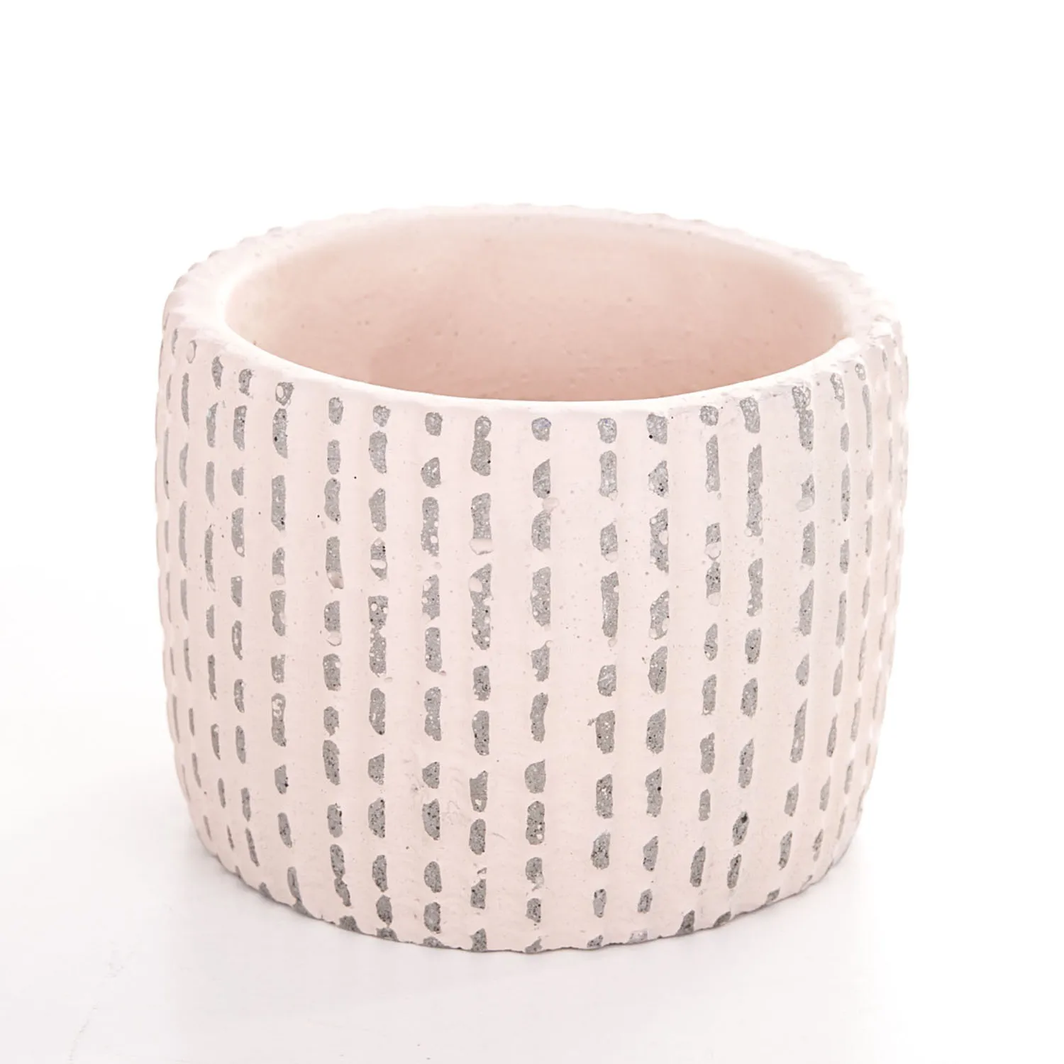 Veramaya striped tumbled concrete flower pot salmon color 12,5x10 Cm