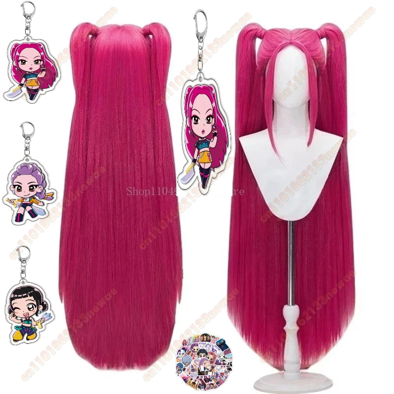 2025 신상 K팝 코스프레 가발 미라 루미 조이 데몬 헌터스 퍼플 블랙 레드 롱헤어 내열성 합성 가발 카니발 소품