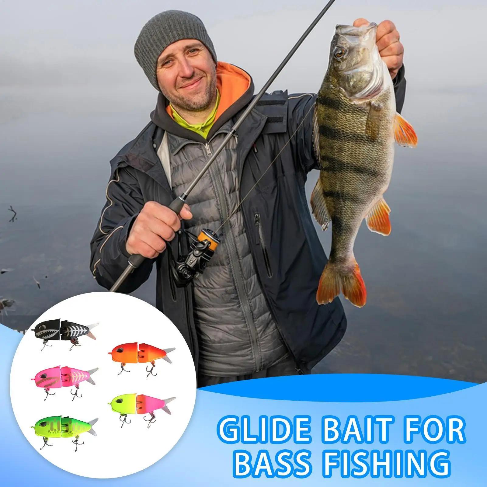 

Glide Bait Rust-Resistant Lure Glide Bait With PVC Tail Soft Realistic Swimbait With Carbon Steel Hooks Jointed Lure For