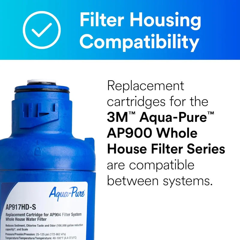 فلتر مياه بديل Aqua-Pure 3M Aqua-Pure للمنزل بالكامل، سريع التغيير AP917HD-S، لنظام Aqua-Pure AP904،