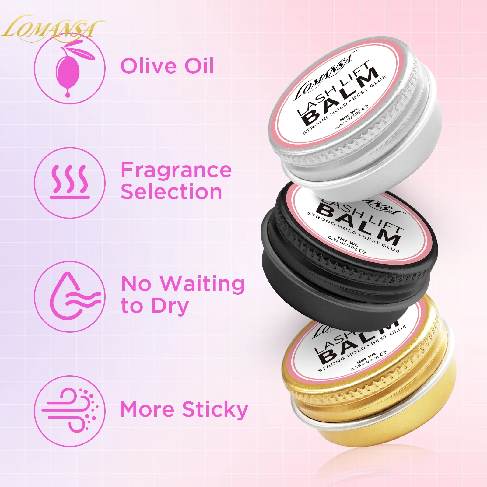 Lomansa 10g Korea Solid Eyelash Lift Glue Fixing Adhesive Non-irritating Fragrant Eyebrow Solid Glue Lifting Lashes Balm Tool