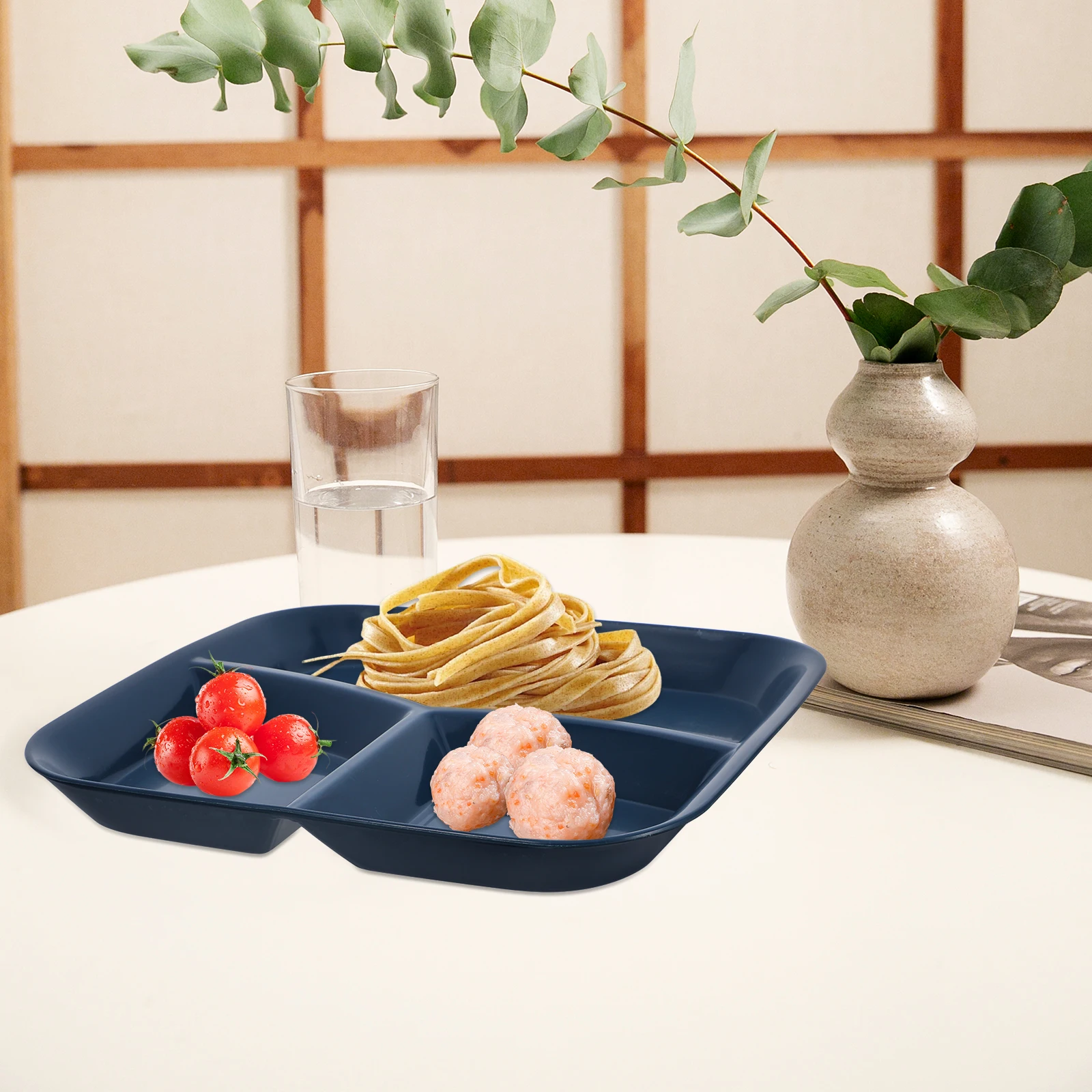 

2Pcs -section Snack Plate Dessert Tray Divided Tray Home Tableware Food Serving Dish Kitchen Bar Utensils
