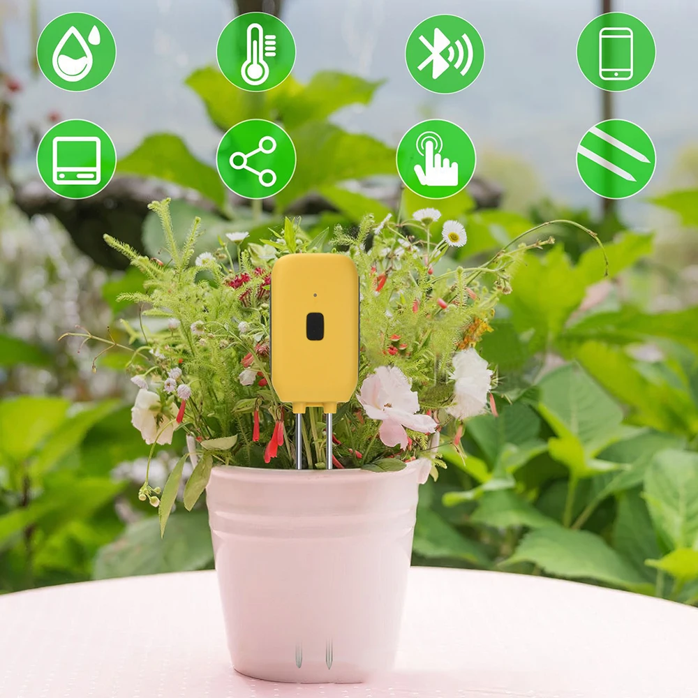 بلوتوث درجة حرارة التربة مقياس الرطوبة لحديقة الذكية كاشف اختبار رطوبة التربة لبساتين المزرعة أصائص زرع مزرعة APP التحكم
