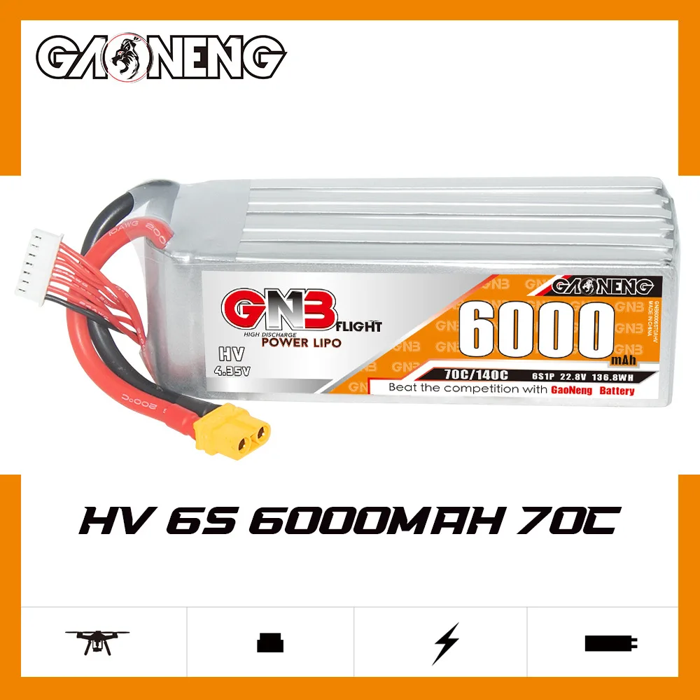 بطارية ليبو GNB 6S 22.8V 6000/7000/7500/8000/9000/12500/13500/14500mAh 70C مع قابس XT90 XT90S لأجزاء طائرة FPV UAV #2