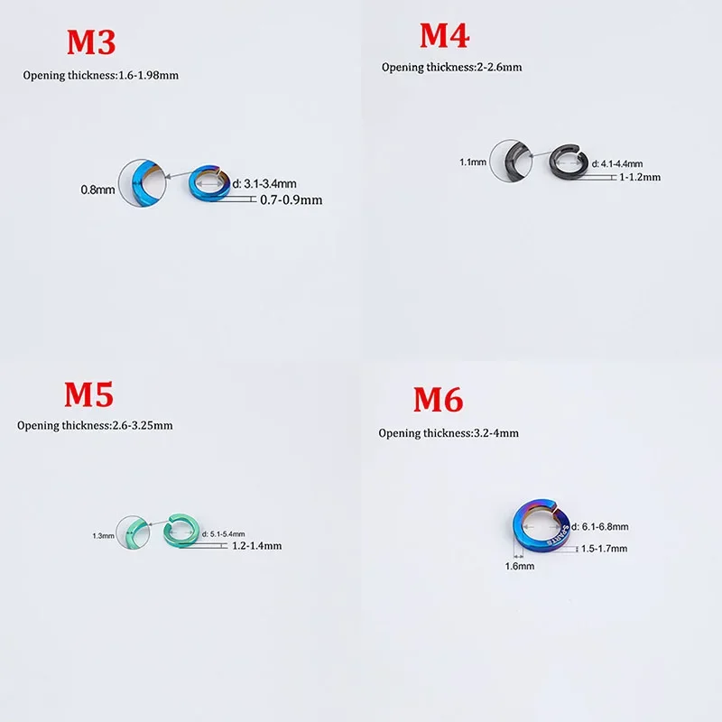Elastic Gasket M3 M4 M5 M6 M8 M10 M12 Titanium Spring Lock Washer TC4 Titanium alloy Spring Gaskets For Motorcycle and Car