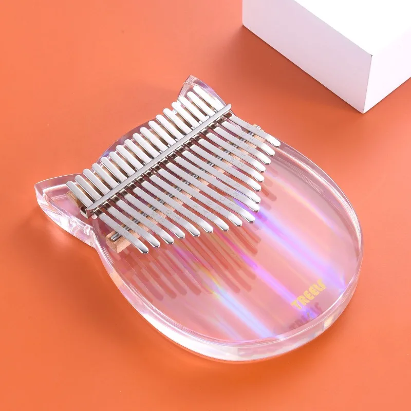 Crystal Thumb Piano 17-tone Transparent Kalimba 21-key Portable Mini Acrylic Kalimbas Professional Musical Keyboard for Kids