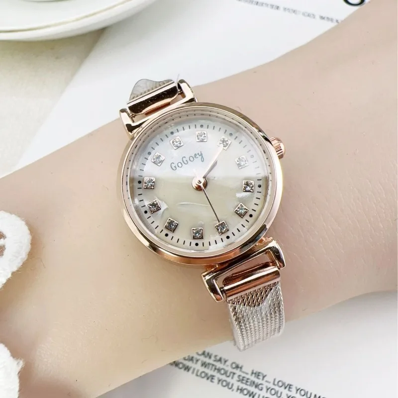 Luxury Women Gift Watch Rose Gold Diamond Scale Small Dial Ladies Wristwatch Stainless Steel Strap Quartz Watches Dropshipping