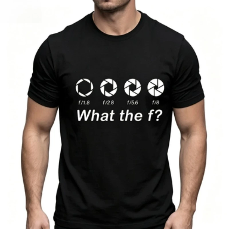 Men Round Neck Short Sleeve T-shirt Funny Photography Print Tee Camera Aperture Graphic Photographer Casual  Tops