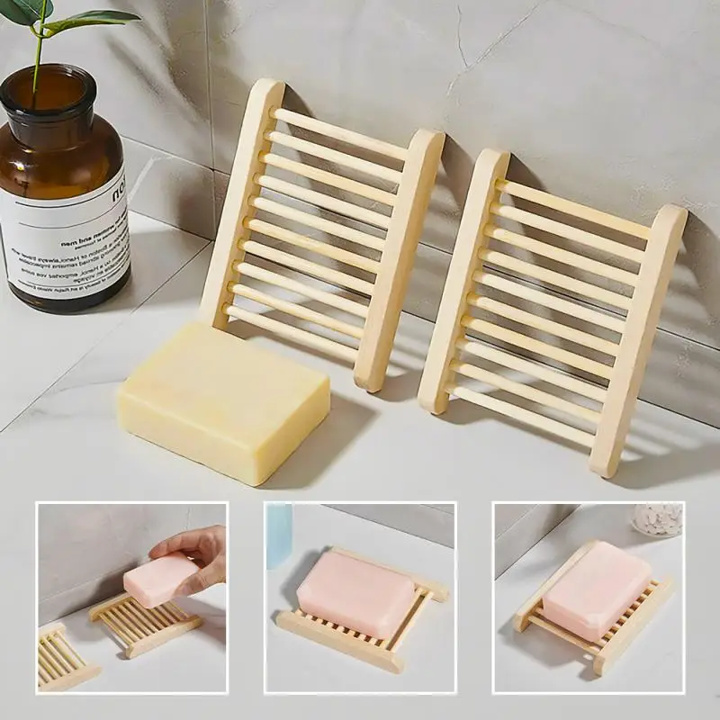 1PC Soap Box Natural Wooden Soap Holder Bath Soap Holder Bamboo Case Tray Wooden Prevent Mildew Drain Box Bathroom Accessories