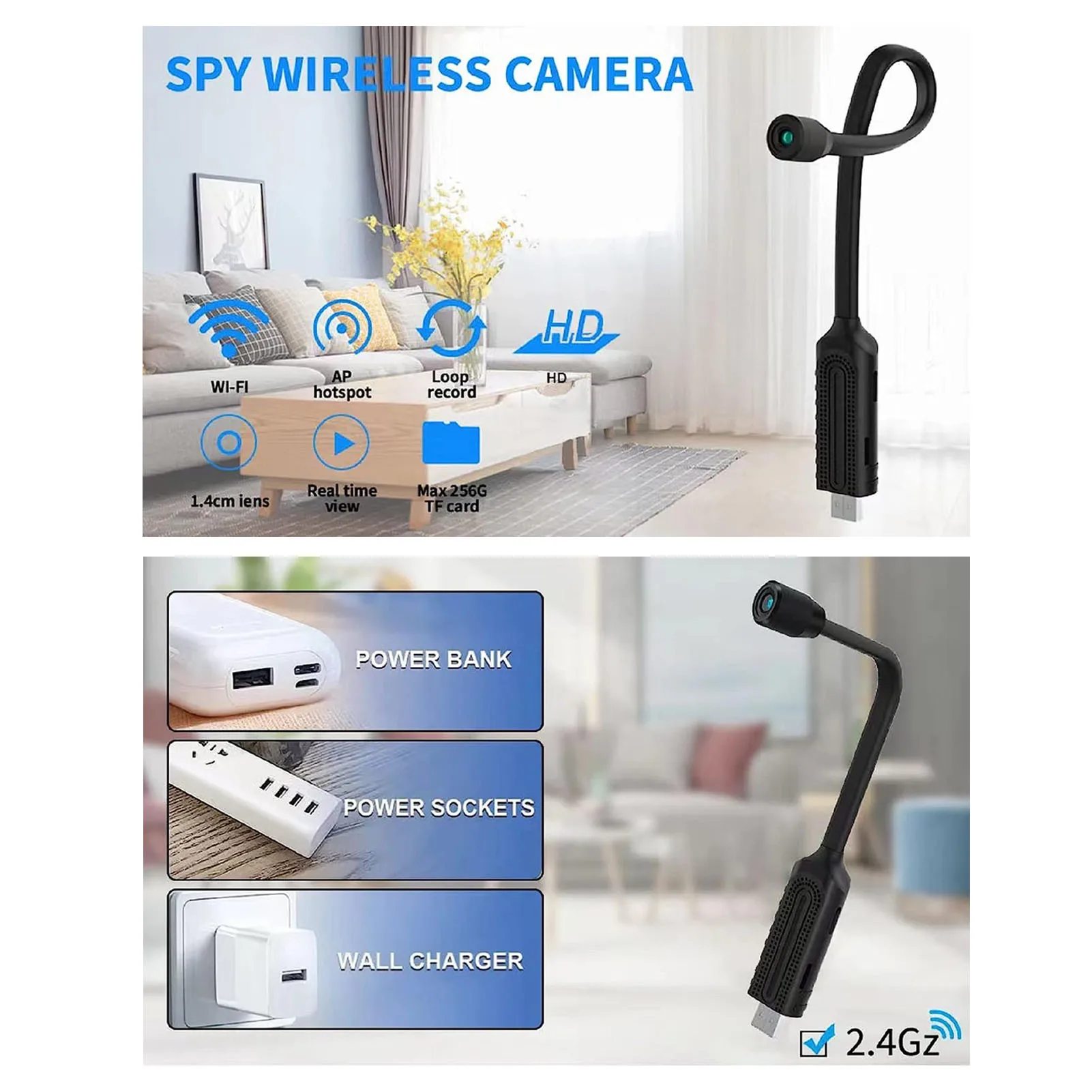USB Mini WiFi Wireless Camera Mini Security Camera 1080P Accurate Color Reproduction Supports Local and Cloud Storage for Home view 3