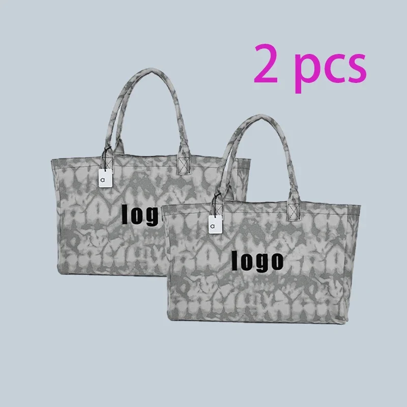 1pc minimalista grande capacidade esportes ginásio saco yoga bolsa de lona saco de ombro neutro reutilizável saco de compras saco de armazenamento