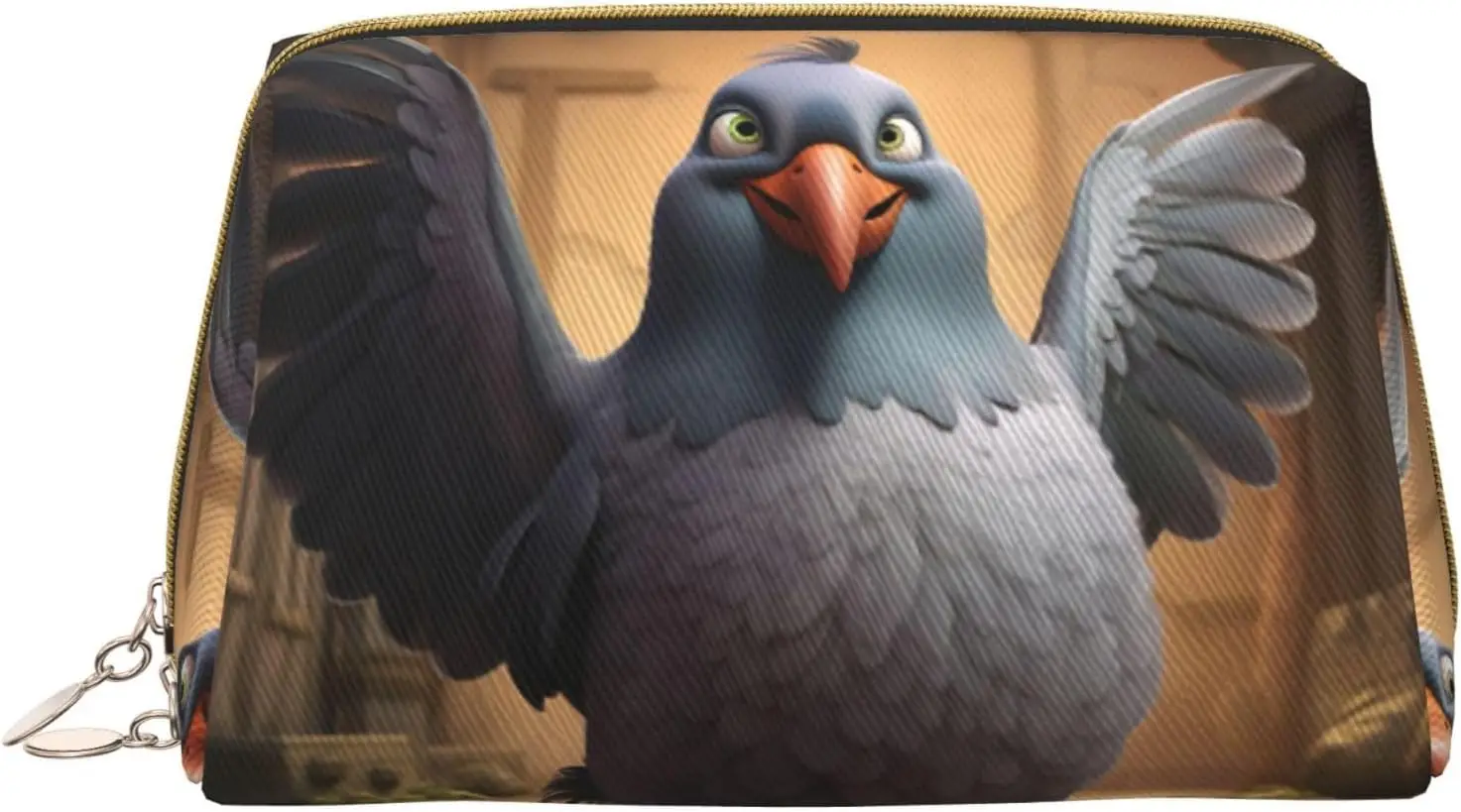 

Кожаная косметичка на молнии с мультяшным голубиным принтом 1, косметичка, органайзер для путешествий, клатч для туалетных принадлежностей