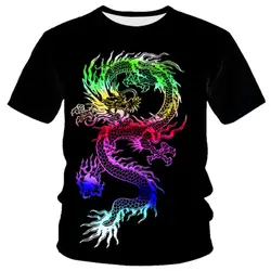 New Dragon Totem Printed Summer Men's T-Shirt Short Sleeve Street Fashion Casual Loose O Collar Creative Harajuku Quality Top