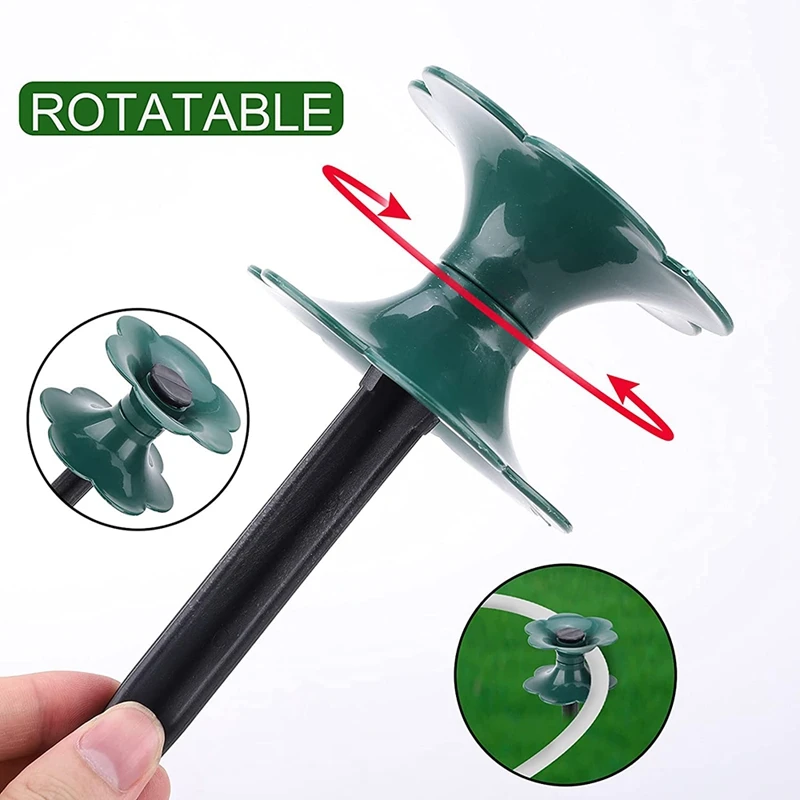 3PCS Garden Hose Guide Spike,Rust Free Long Spike Heavy Duty Petal Spin Tops Keep Hose From Kinking For Plant Protection