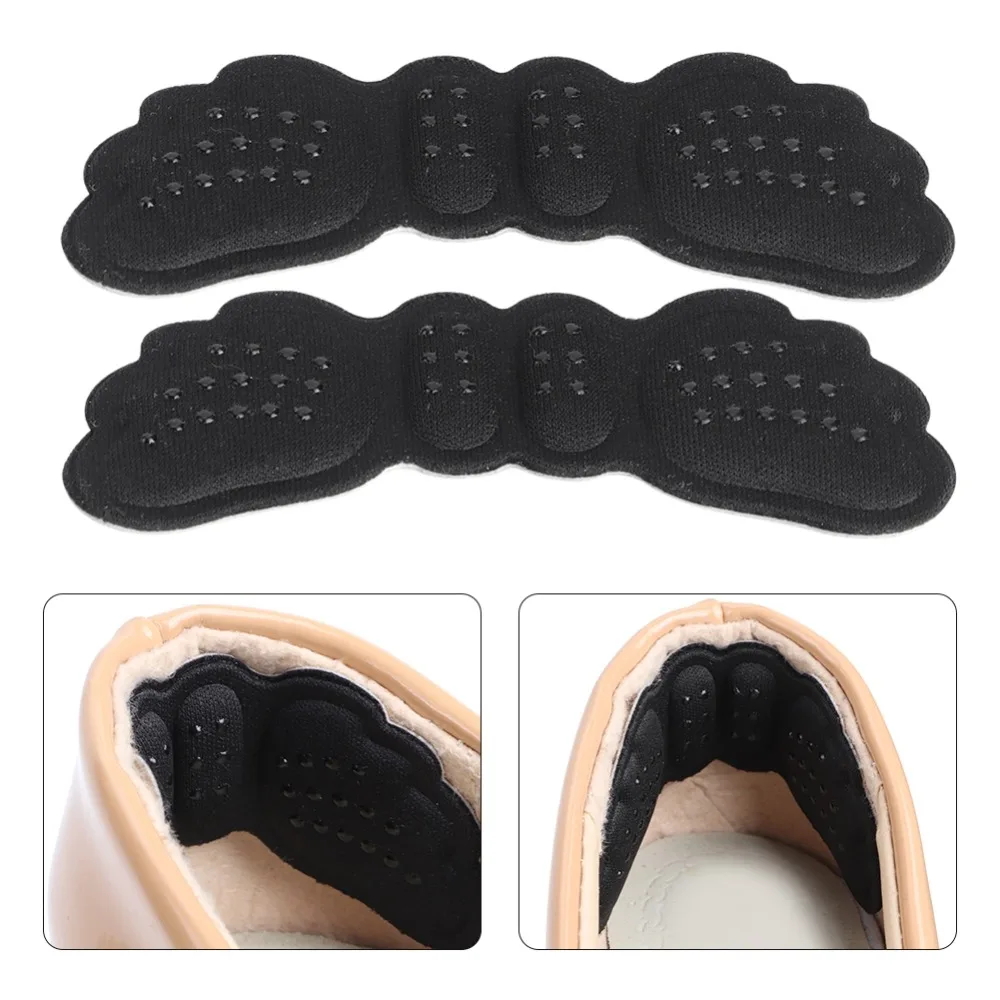 5 Pairs Comfortable 4D Sponge Heel Pads Black Thickened Shoe Inserts Butterfly Wing Invisible Heel Stickers Anti-drop Fix