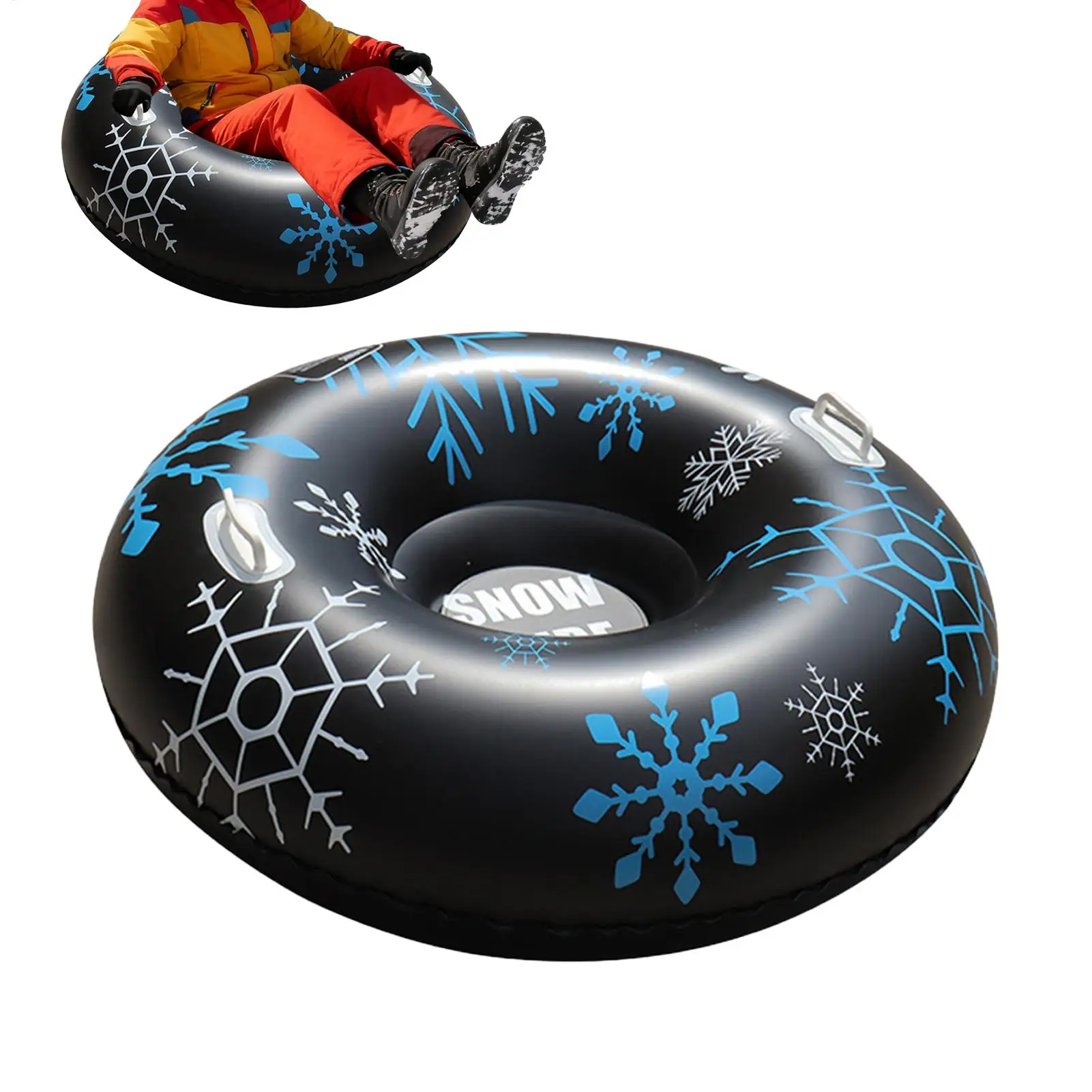 Heavy-Duty Inflatable Snow Tube 35.43in Thickened PVC Sled with Double Handles Winter Sledding Tube for Ski Games (random color)