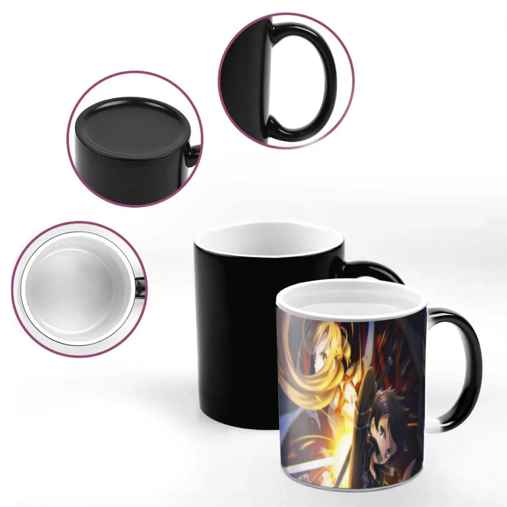 Hot Japan Anime Sword Art Online Cuadros Heat Sensitive Coffee Mug, Magic Color Changing Mug, Tea Milk Cups, Christmas Gift