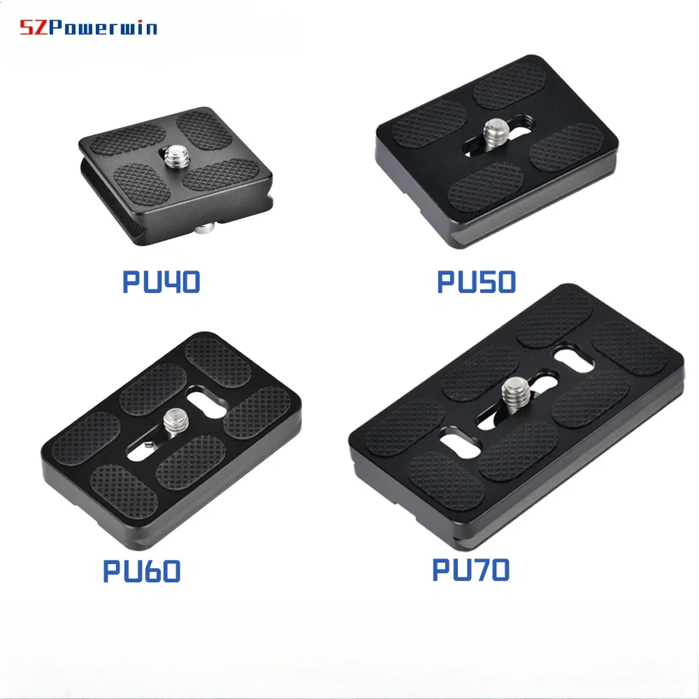 4pcs 40mm-70mm PU Quick Release Plate Aluminum Alloy Camera Plate Compatible Arca Swiss Quick Release with 1/4