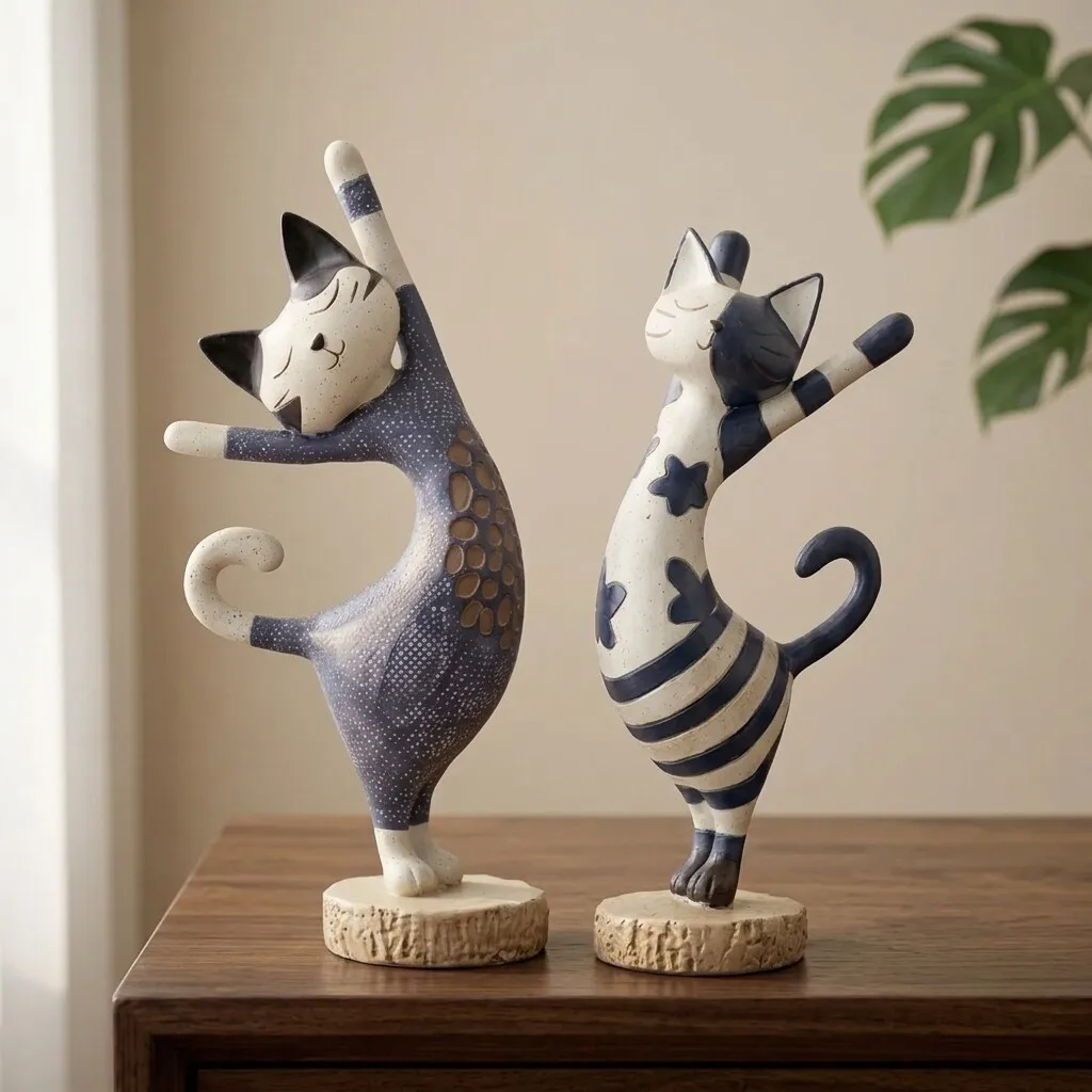 Italian Cat Decoration Ornament Living Room Porch TV Cabinet High-end Sense Niche Retro Home Art Medium Ancient Style