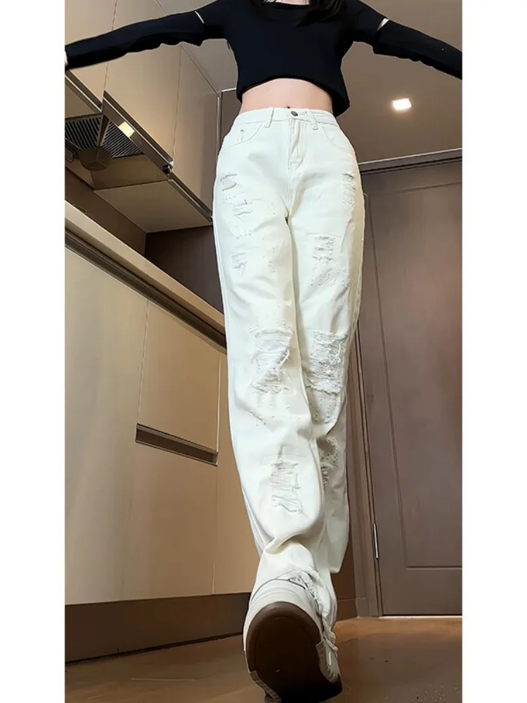 

Мужские джинсы Cleanfit White Bell Bot в американском стиле, с эффектом потертости, прямые, молодежные, трендовые