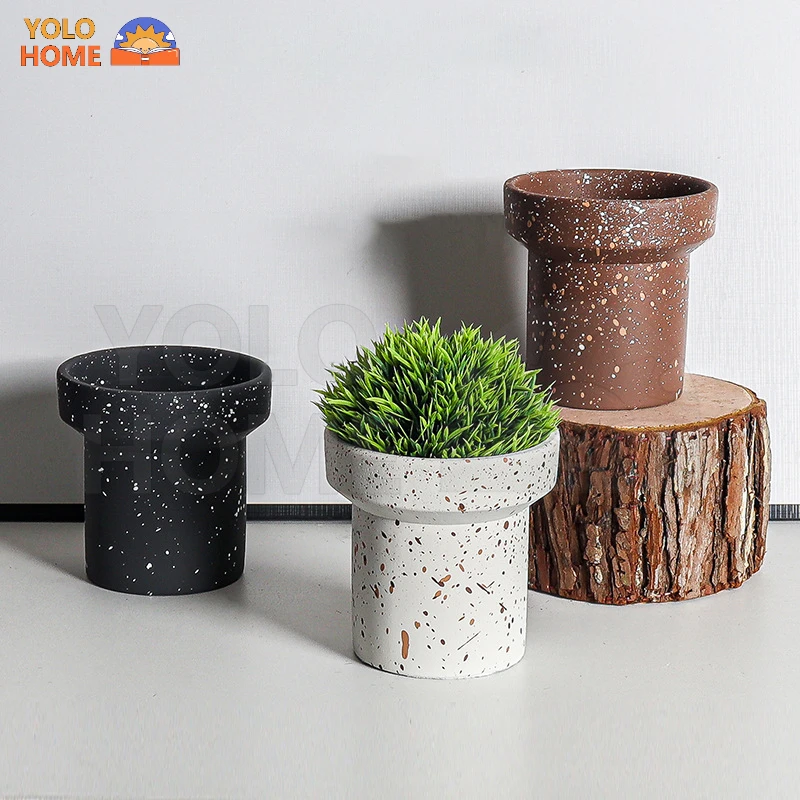 

Creative Cement Flower Pot, Nordic Simple Modern Succulent Planter with Drainage Hole, Stylish Home Décor for Living Room