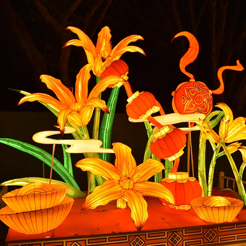Outdoor Chinese traditional flower lanterns Mid-Autumn Festival/New Year decorations