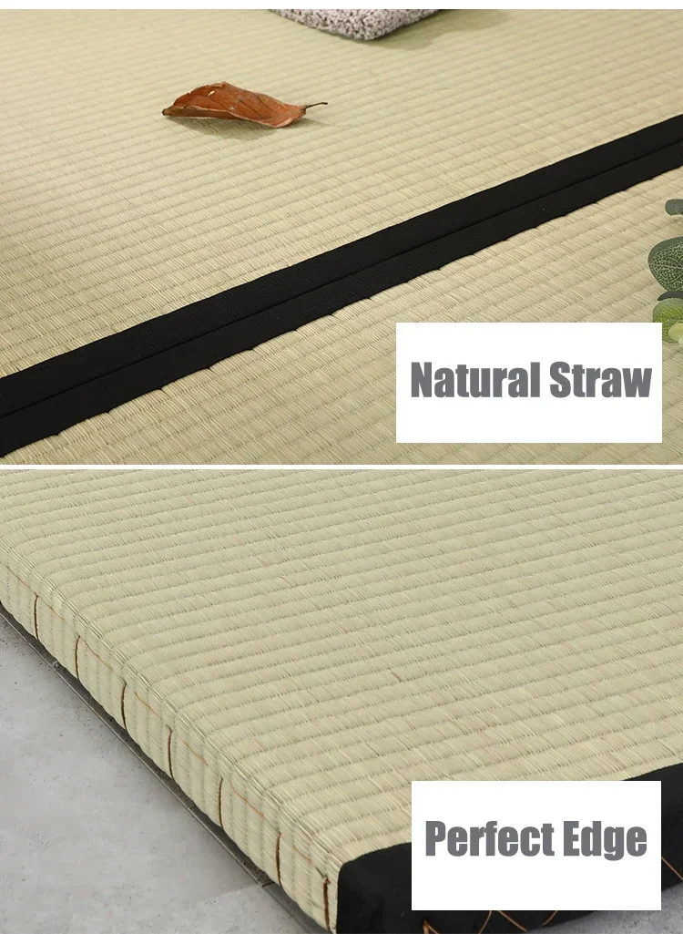 2024 Japanese Style Natural Straw Cori Mattress Unfoldable Tatami Floor Mat Thickness 3cm Environmental Protection