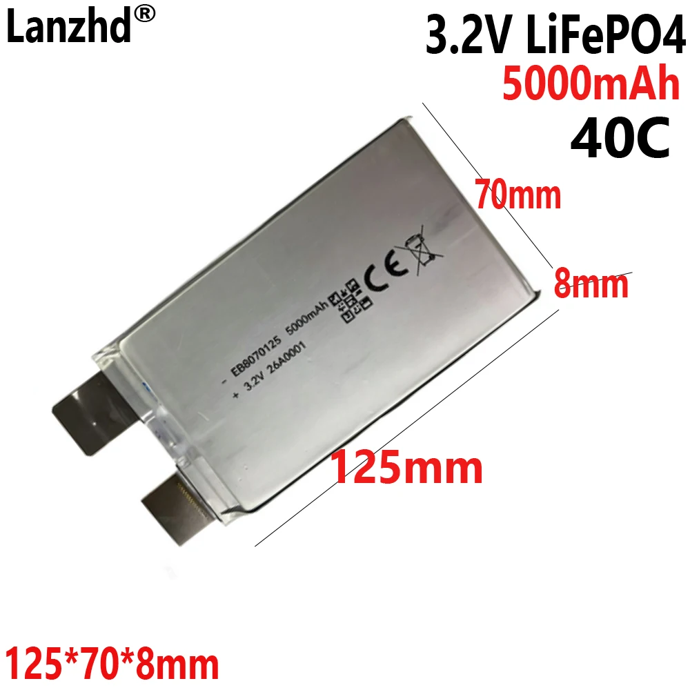 Image of 1-24 Stück 3,2V Lifepo4-Akku 40C 5000mAh für Anlasser-Stromversorgung, Modellflugzeugbatterien, DIY RV-Bootszellen 12V 24V 8070125