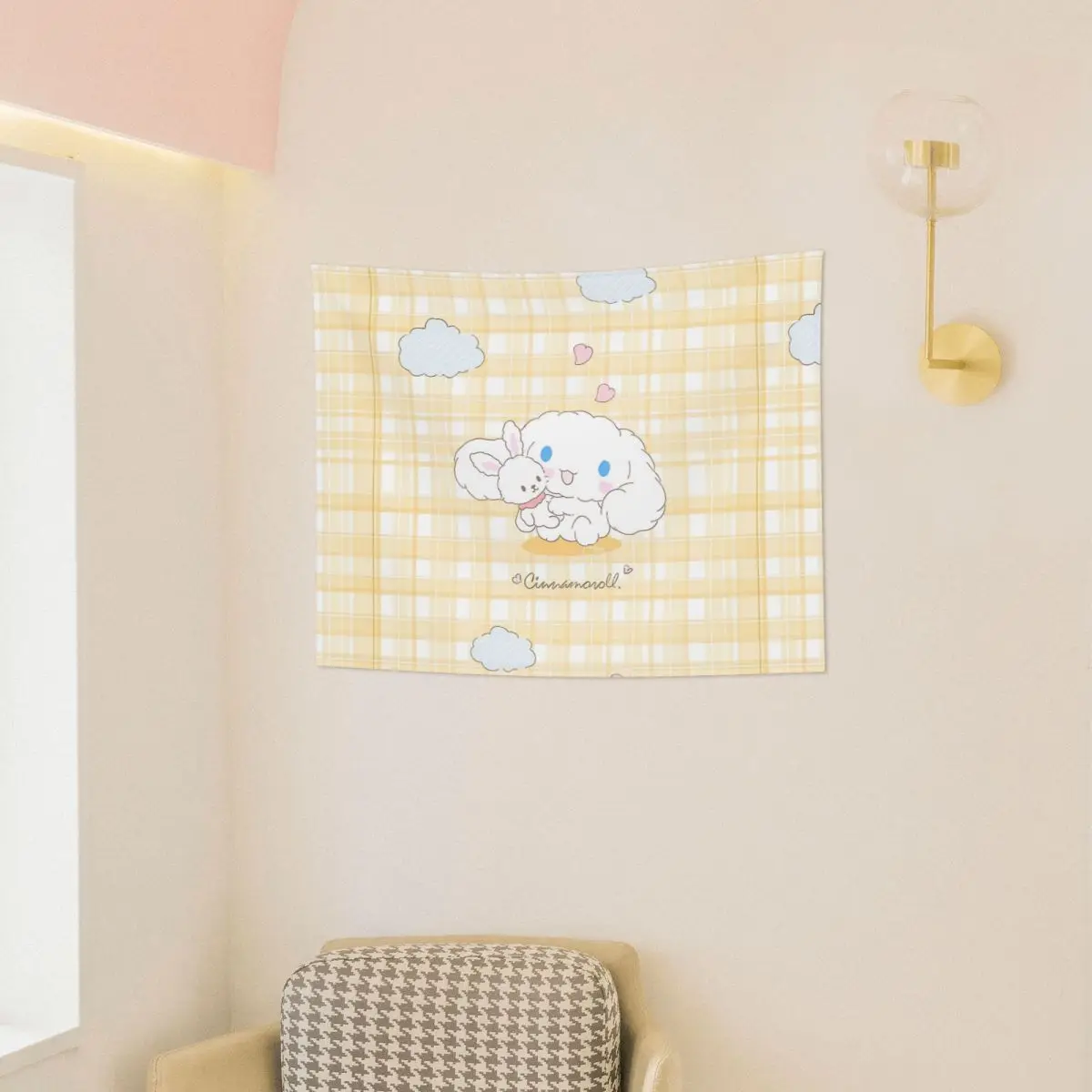 Sanrio Cinnamoroll Cute Cartoon Tapestry Wall Hanging Print Polyester Tapestry INS Wall Blanket Dorm Decor Wall Cloth