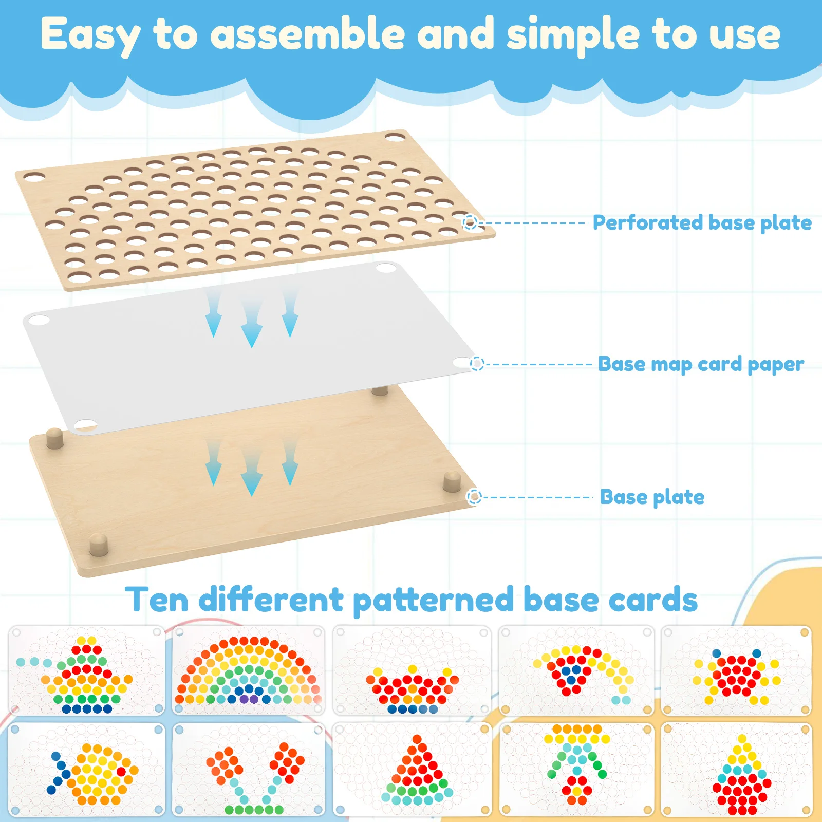 لعبة الخرز الخشبية لعبة التعليم المبكر لعبة مونتيسوري تصنيف الألوان مشبك التعلم لمرحلة ما قبل المدرسة لعبة معركة الخرزة للأطفال