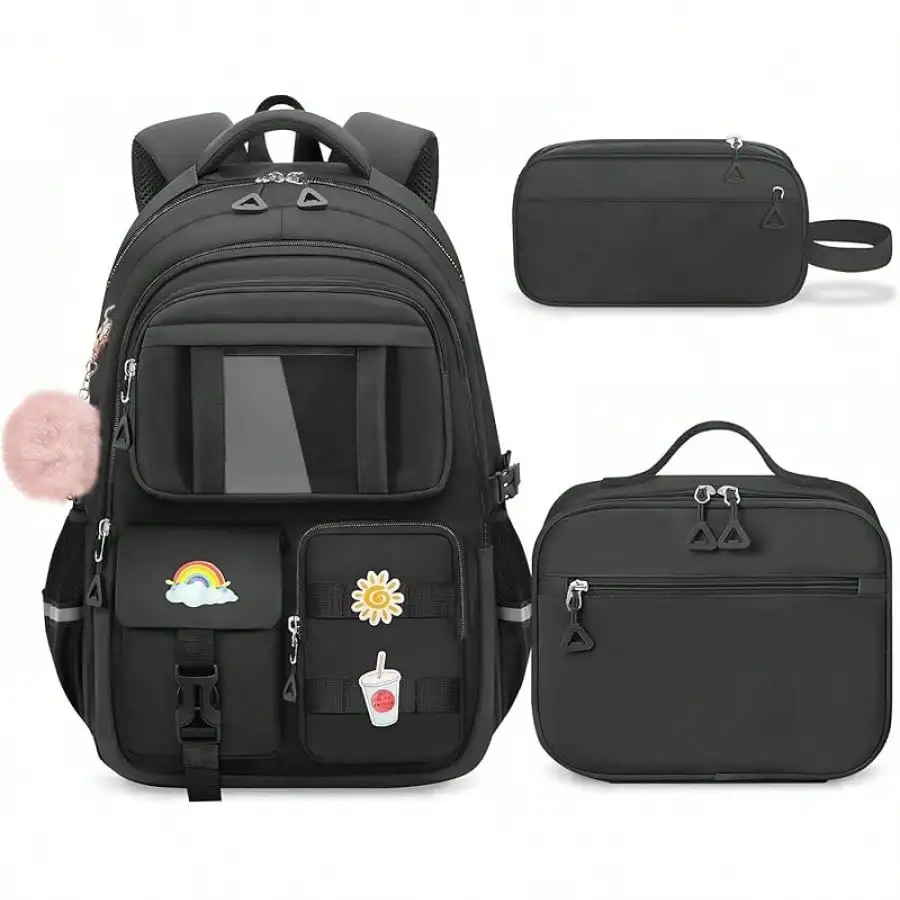 Kids Backpacks For Girls - Cute Girls Backpack For Kids Children Teens Elementary Middle School - 17″ Students Bookbag Travel Back Pack For Age 6-18