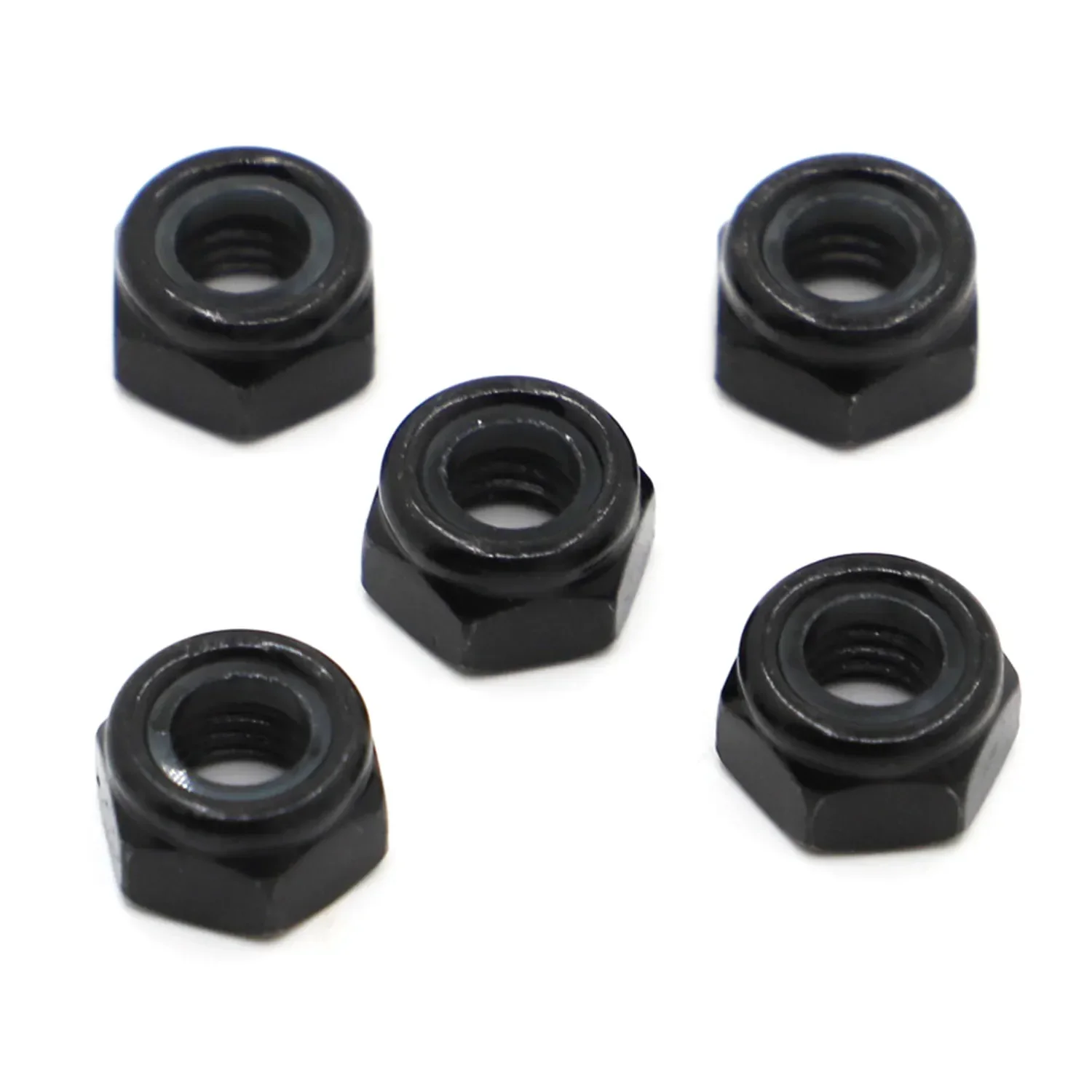 1~50 Stück DIN985 M2 M2.5 M3 M4 M5 M6 M8 M10 M12 M16 Schwarze Kohlenstoffstahl Sechskant-Nylon-Selbstsichernde Muttern Sicherungsmutter Einsteckmutter – Detail 3