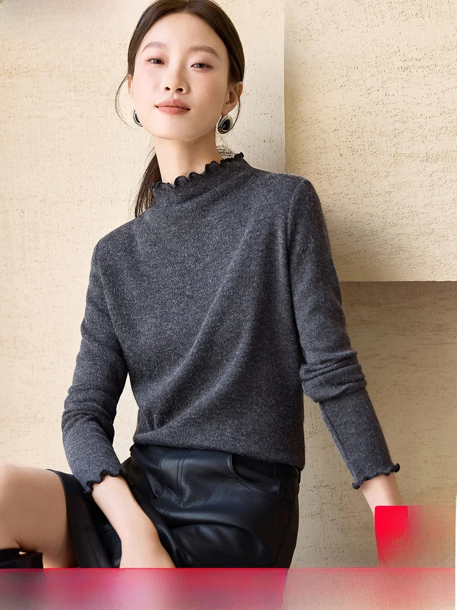 

Mo Han Mei Basic Wood Long Sve T-irt Winter Warm Fce f High Collar Base Layer irt Women's Faion
