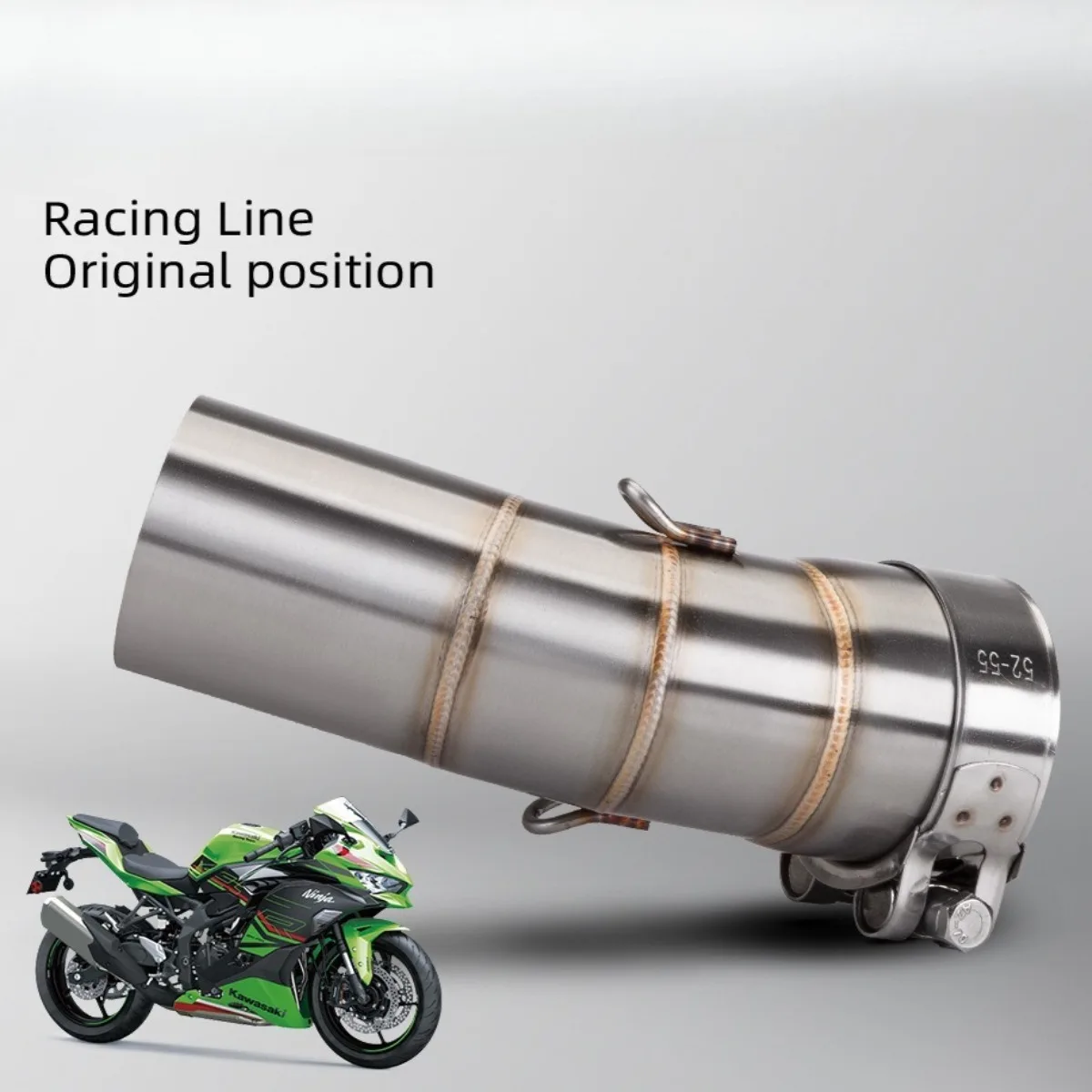 ZX4R Titanium Stainless Steel Mid Pipe 51mm No Weld Direct Fit 2023-2024