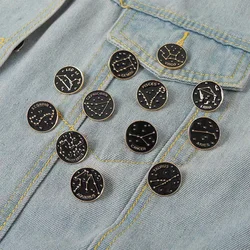 Twelve Constellation Enamel Pin Planet Aries Libra Scorpio Aquarius Sagittarius Brooch of Backpack Decoration Starry Night Badge