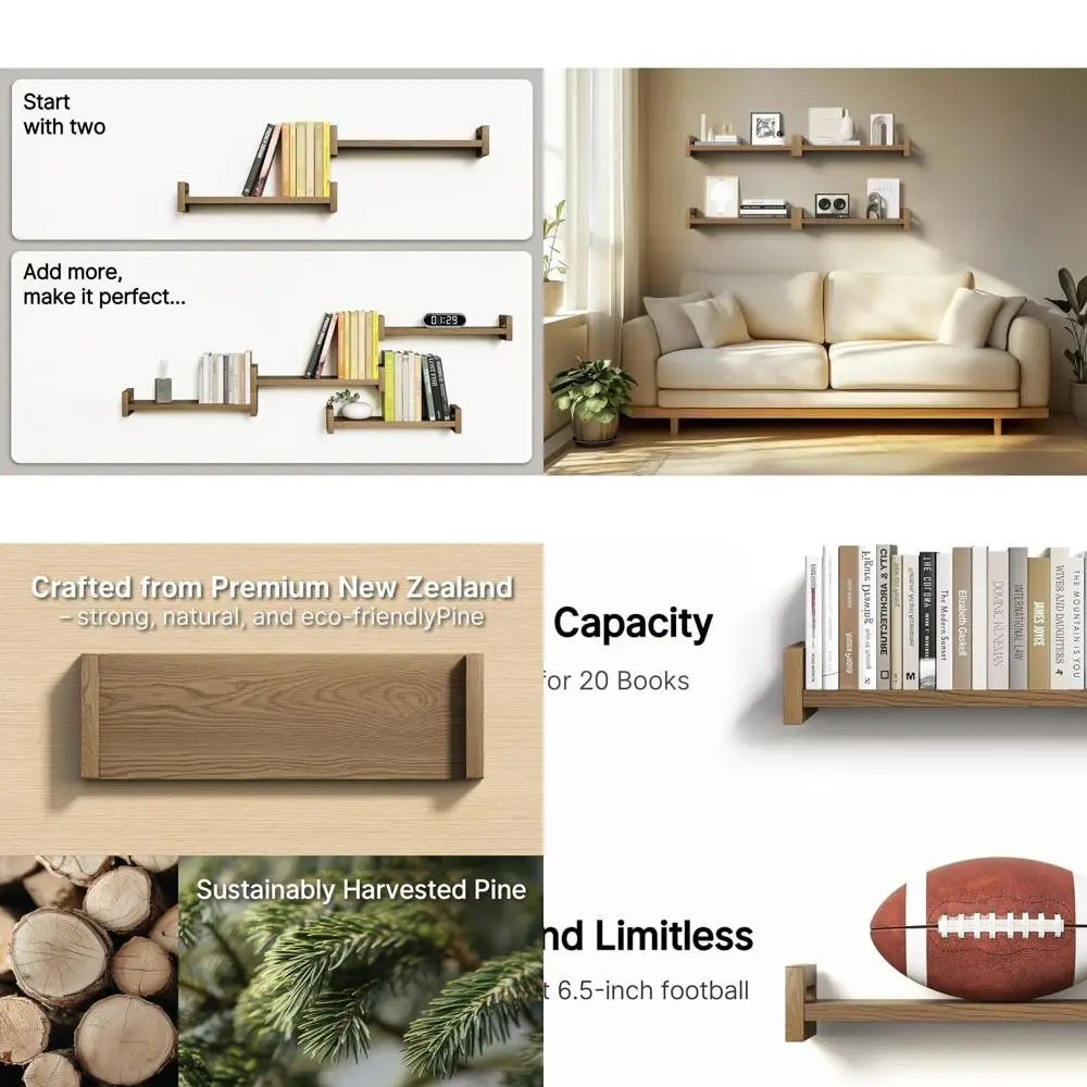 

Плавающие полки из 4 предметов из массива дерева, 16 орехов в деревенском стиле, идеально подходят для домашнего декора в различных помещениях.