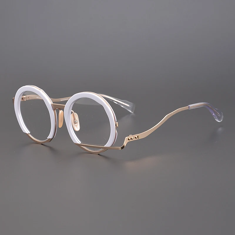 

2025 new Super personalized Japanese round frame, handmade irregular shape glasses , unique literary with myopia female