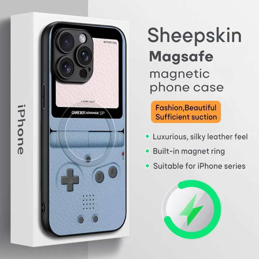 حافظة لهاتف آيفون 16 15 14 13 12 11 Plus Pro Max فاخرة من جلد الغنم Magsafe