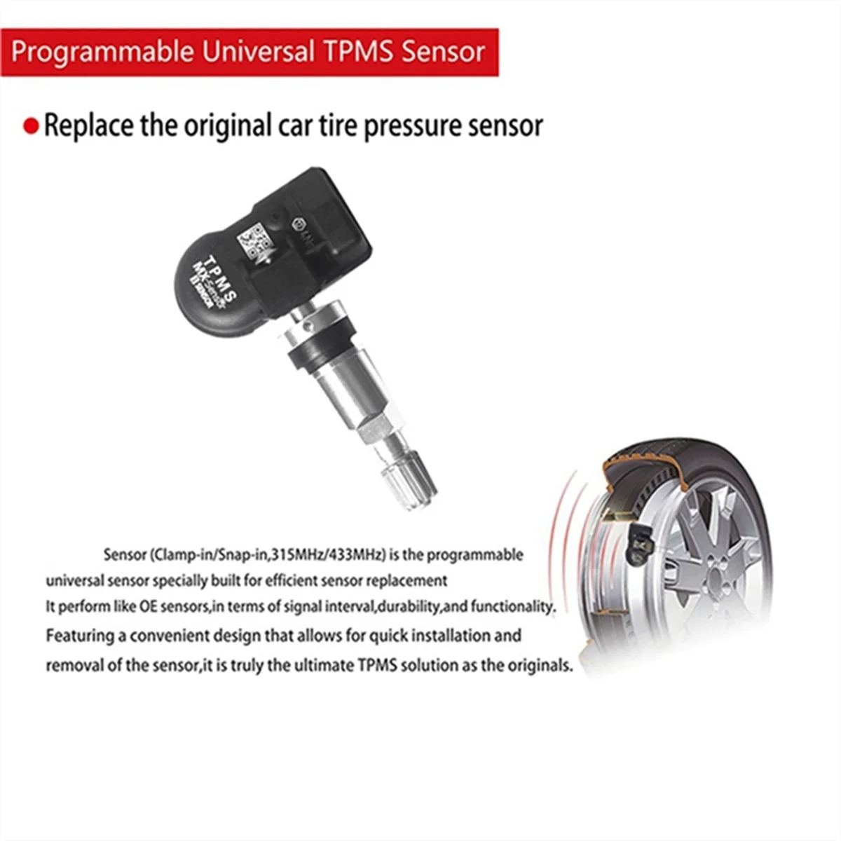 12Pcs Programmable MX Sensor 315MHZ+433MHz 2 in 1 PMS Tire Pressure Sensor Monitor for Autel Tool TS408 TS508 ITS600