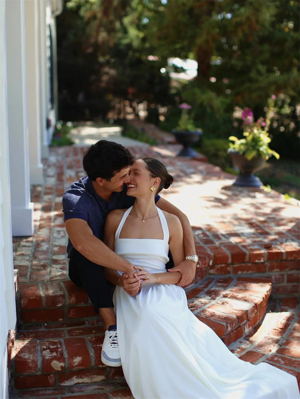 Kyoto Aangepaste Witte Eenvoudige Halter A-lijn Trouwjurk Elegante Mouwloze vestidos de noche Vloerlengte Formele Avond 2025