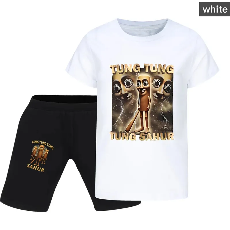 تونغ تونغ تونغ صحور الصبي ملابس الصيف القطن قصير الأكمام تي شيرت + شورت زي الفتيات مجموعة ملابس رياضية كاجوال #6