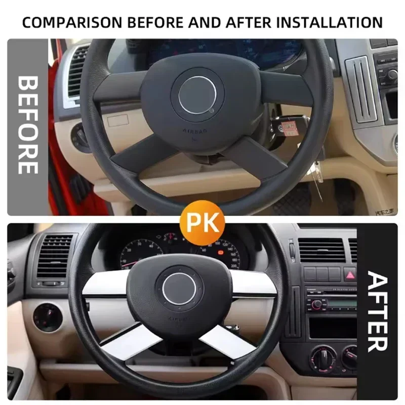 4 ps/set Car Steering Wheel Trim Sequins Cover Sticker Car Accessories for VW Volkswagen Polo 2004 2005 2006 2007