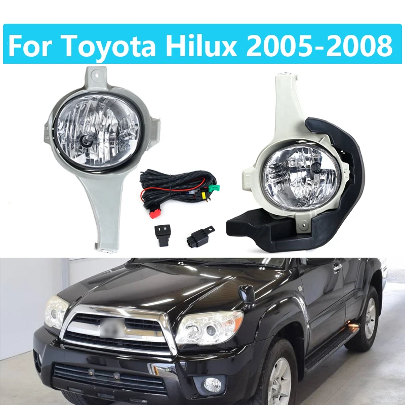 

1 комплект для Toyota Hilux 2005 2006 2007 2008 12 В Автомобильные противотуманные фары в сборе с решетками передние противотуманные фары с жгутом ламп