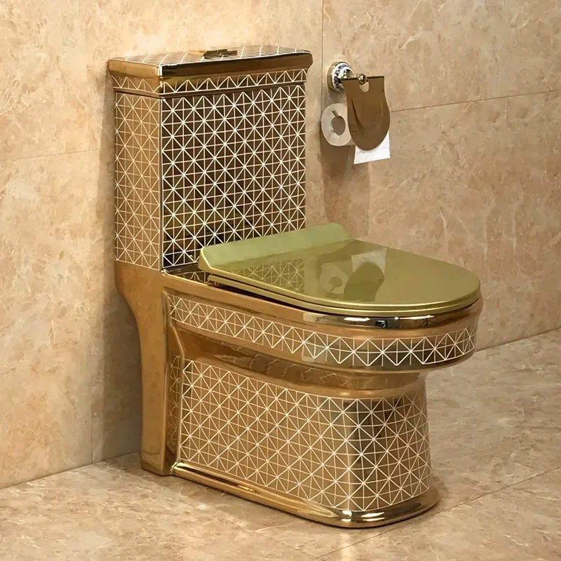 Gold toilet electroplated gold color gold toilet non-fading siphon