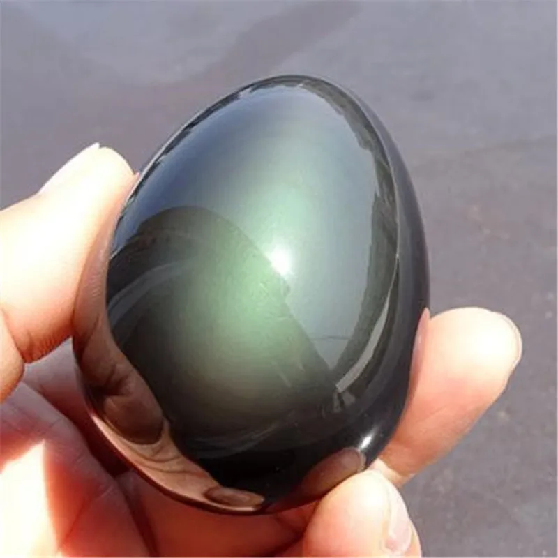 Natural Rainbow Black Obsidian Palmstones Feng Shui eggs Gemstone Healing Energy For Home Decoration Reiki Stones