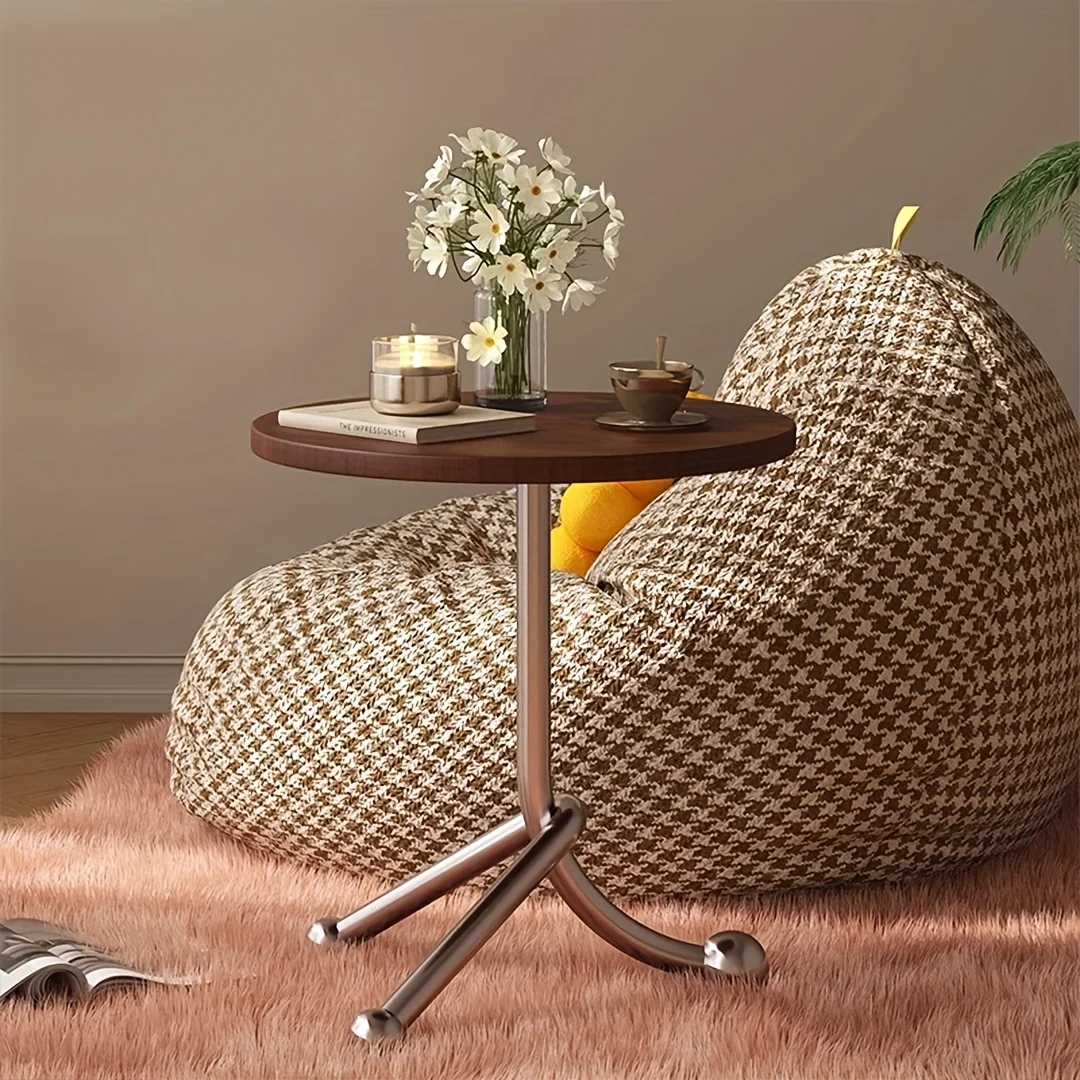 Vintage Round End Table with Metal Legs - Elegant Wooden Side Table for Living Room, Bedroom, or Balcony - Portable Corner Table image 4