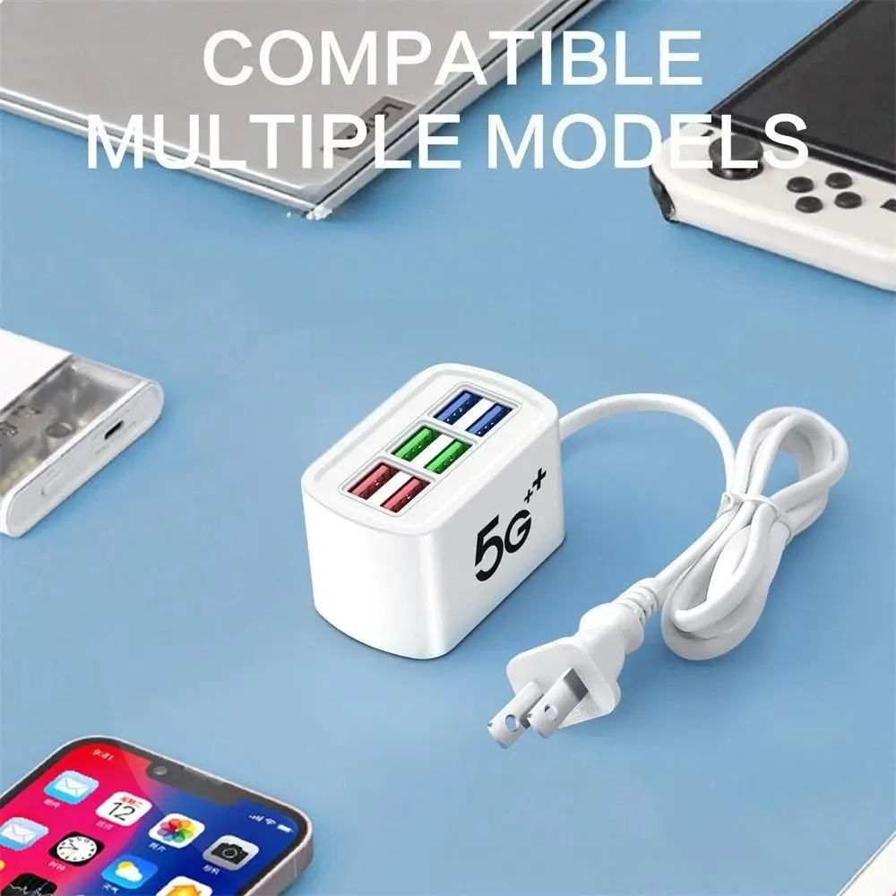 6 منافذ USB شاحن الهاتف قطاع الطاقة شحن سريع الولايات المتحدة/الاتحاد الأوروبي التوصيل مقبس شاحن الحائط شاحن محور الفاصل للهواتف الذكية أقراص